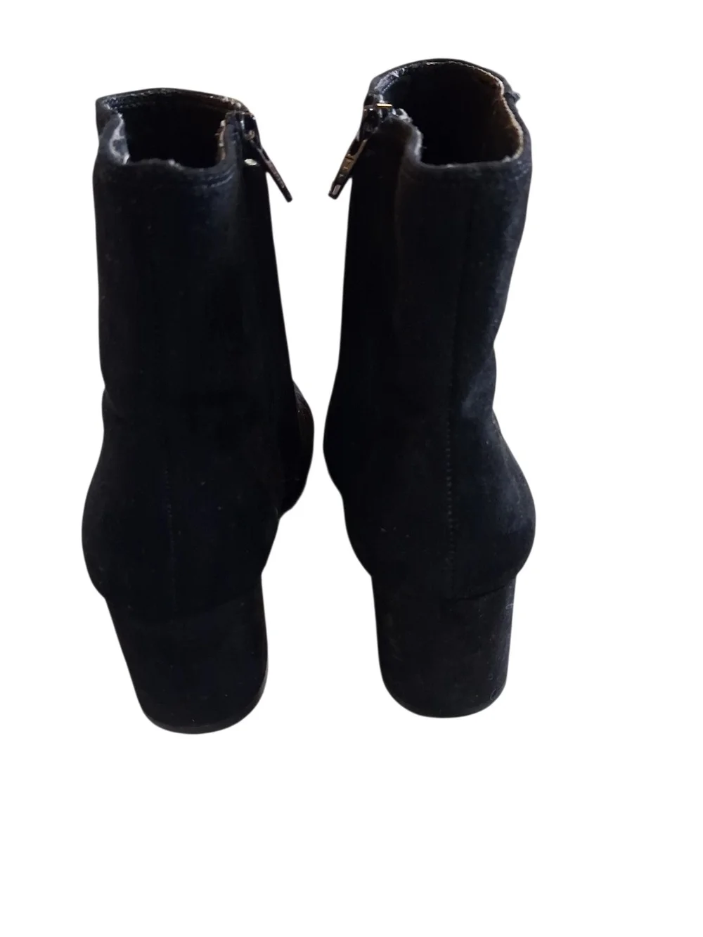 Women's Black Suede Block Heel Ankle Boots